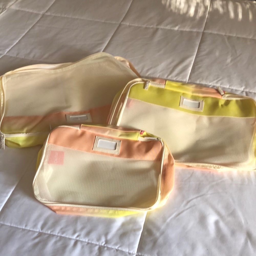 NWT CALPAK 3 piece packing cube set coral hello ombré